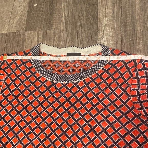 J. Crew Red and navy Geometric Crew Neck Sweater - Picture 10 of 10